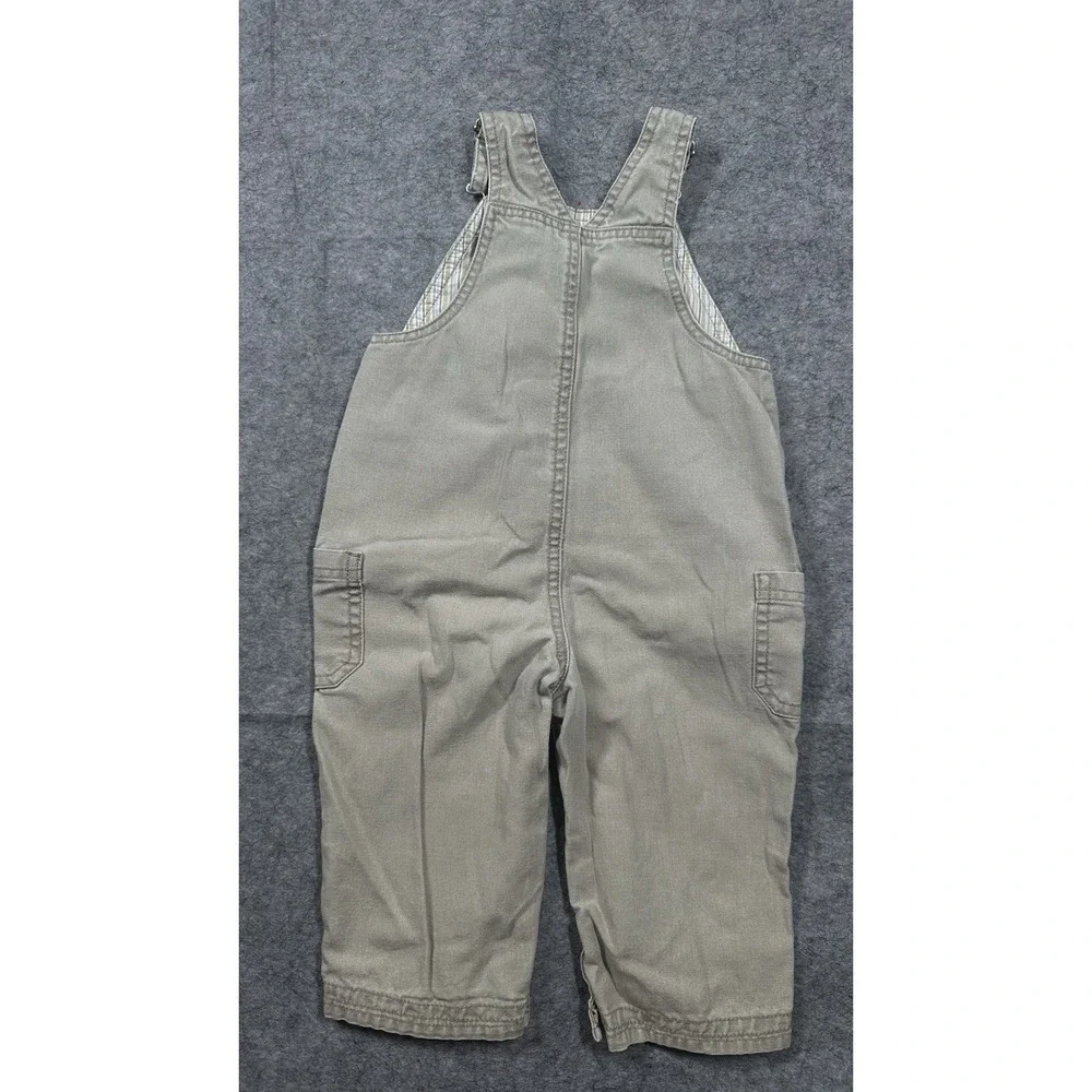 Vintage Gymboree Khaki Beetle Bug Overalls Baby Boys 9-12 M Pockets